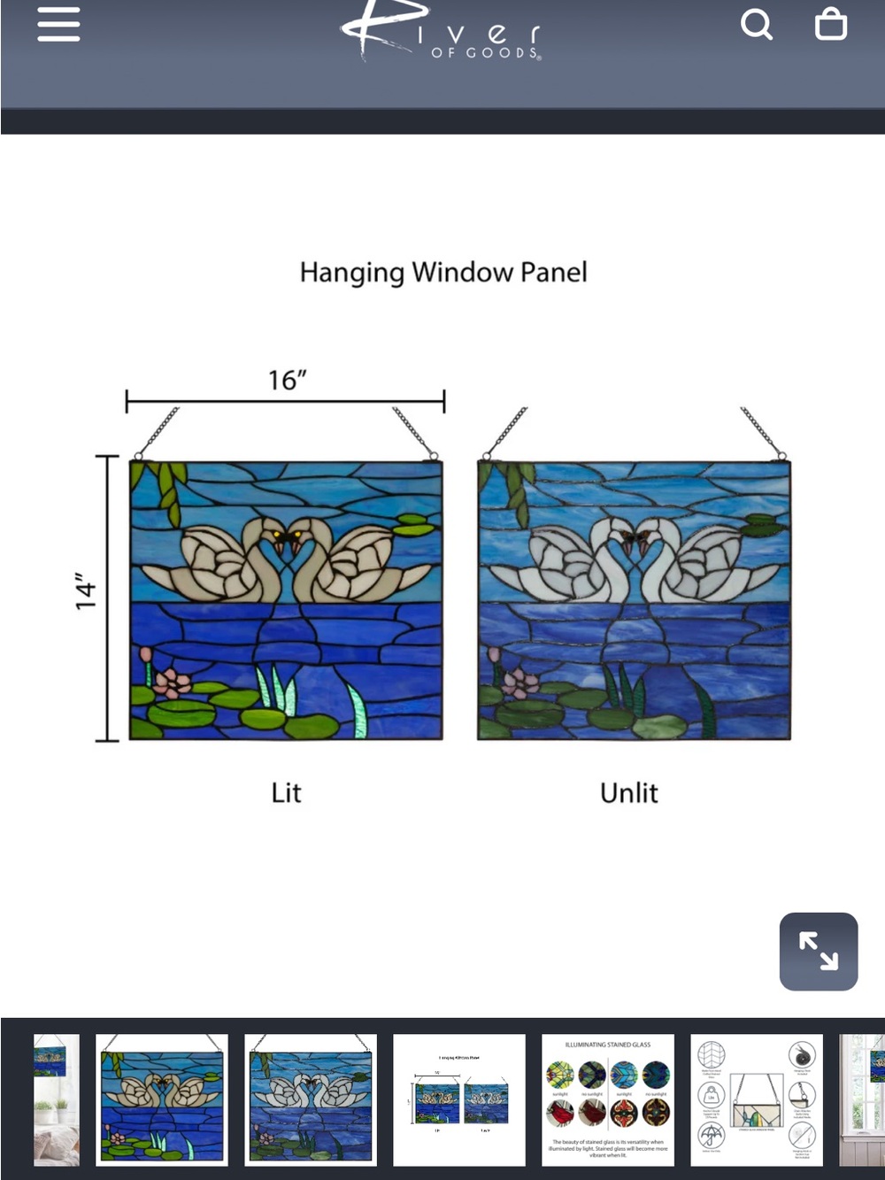River of Goods Swan Stained Glass Window Panel, 16"L x 0.25"W x 14"H, NWT π¦’ - Picture 4 of 8